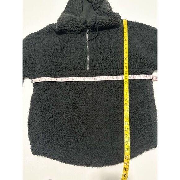 Victoria’s Secret Pink Women's Half Zip Pullover Sherpa Hoodie Black Size Medium - Picture 8 of 12